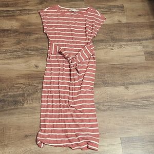 LOFT Striped Ribbed Tie-Front Women's Dress- Xsp